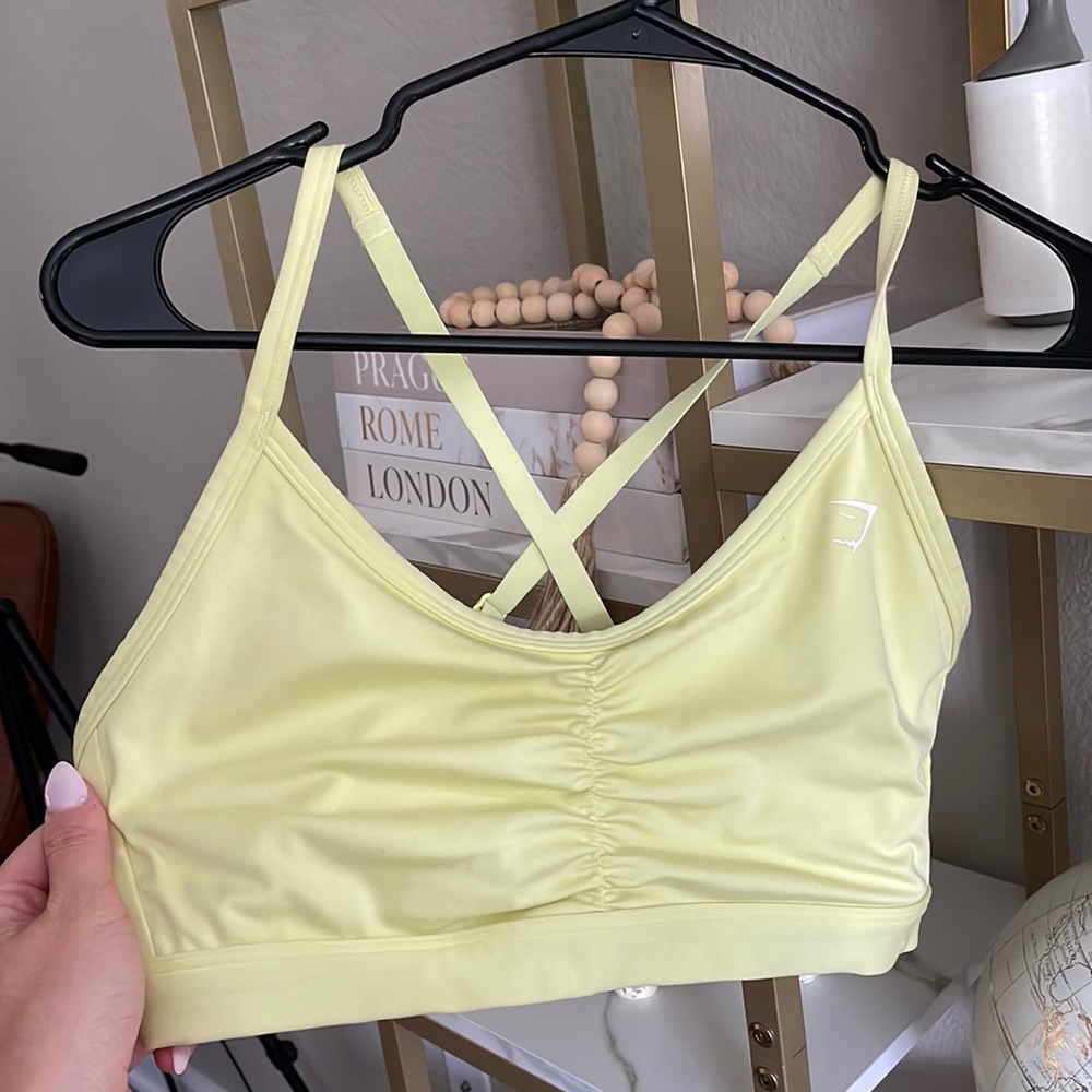Yellow gym shark sports bra